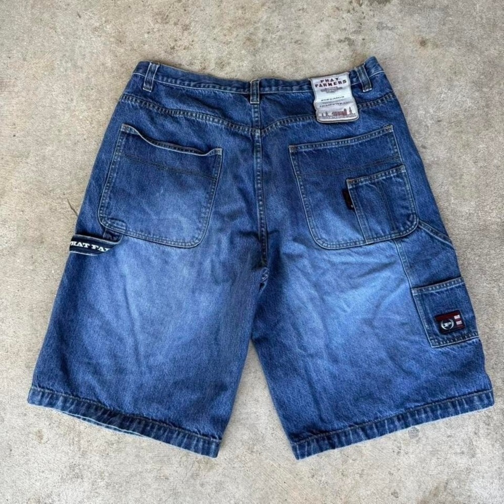 Y2K‎ Phat Farm Baggy Blue Denim Shorts Embroidered Skater 38